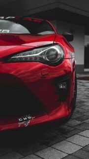 Stunning Red Toyota 86 Sportscar Close-up Mobile Wallpaper