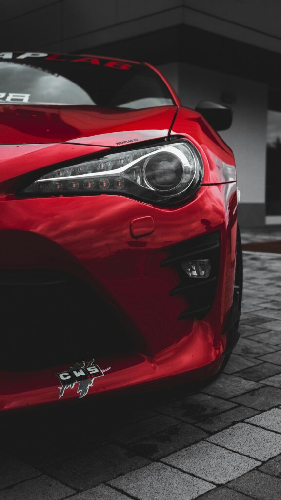 Stunning Red Toyota 86 Sportscar Close-up Mobile Wallpaper