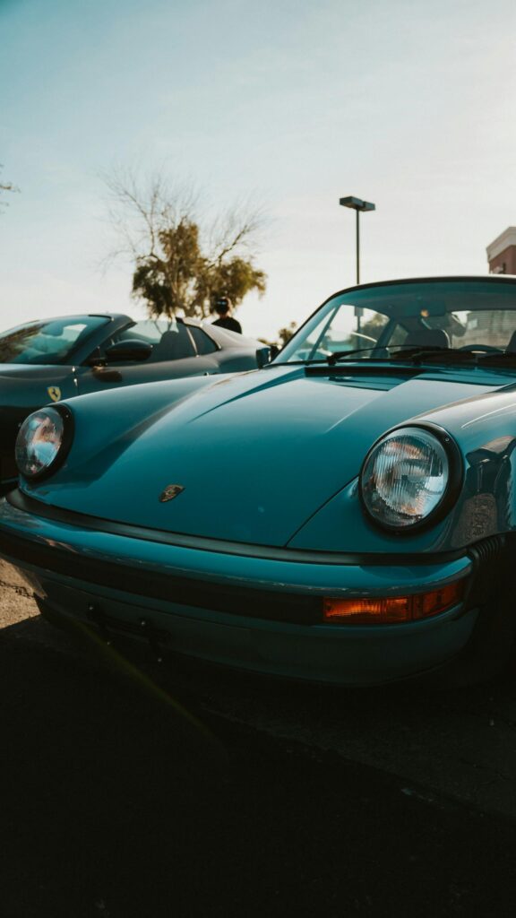 Stunning Classic Blue Porsche 911 Sports Car Phone Wallpaper