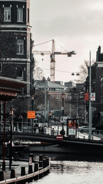 Amsterdam Canal Bridge Street View Urban Landscape Mobile Wallpaper