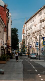 Stunning Moscow City Street View with Classic Architecture Mobile Wallpaper