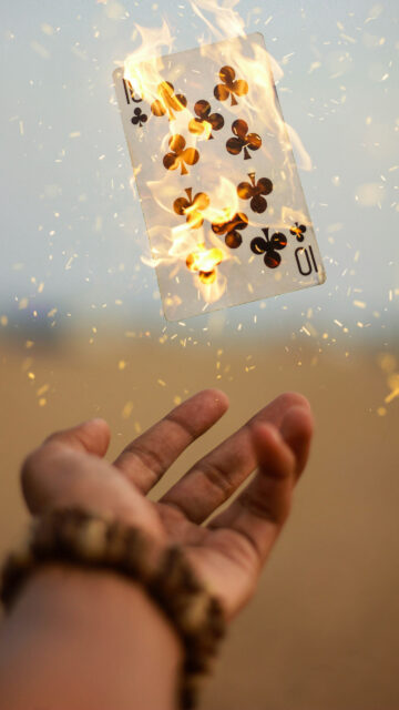 Fiery Ten of Clubs Tarot Card Aesthetic Spiritual Energy Wallpaper