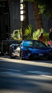 Stunning Royal Blue McLaren Artura Sports Car City Street Wallpaper