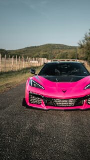 Stunning Hot Pink Chevrolet Corvette C8 Sports Car Mobile Wallpaper