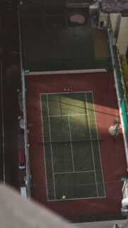 Aerial View of an Outdoor Tennis Court High Resolution Mobile Wallpaper