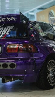 Stunning Purple JDM Honda Civic Hatchback Sport Car Wallpaper