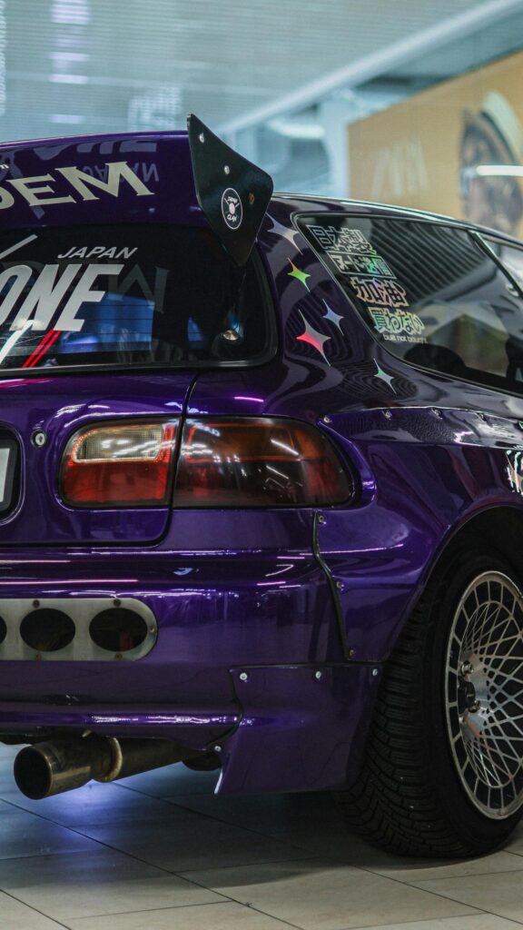Stunning Purple JDM Honda Civic Hatchback Sport Car Wallpaper