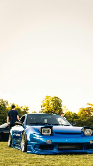Stunning Blue JDM Nissan 180SX Modified Sports Car Mobile Wallpaper