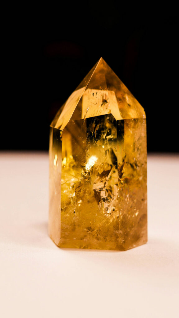 Golden Citrine Crystal Point Spiritual Energy Manifestation Wallpaper