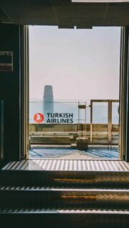 Turkish Airlines City View Through Metal Doorway Aesthetic Phone Wallpaper