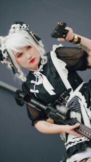 Anime Inspired Panda Maid Warrior with Tactical Weapons Wallpaper