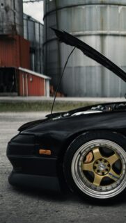 Black Nissan 240SX JDM Car with Work Meister Wheels Wallpaper