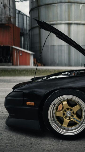 Black Nissan 240SX JDM Car with Work Meister Wheels Wallpaper