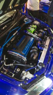 Custom Mitsubishi Evolution Engine Bay Blue Aesthetic Mobile Wallpaper
