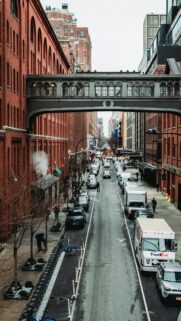 Iconic Chelsea Meatpacking District Street View with Historic Bridge Wallpaper