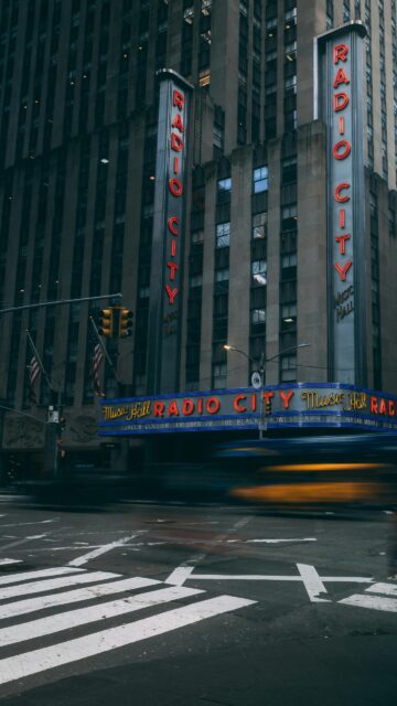 Iconic Radio City Music Hall New York City Street View Wallpaper