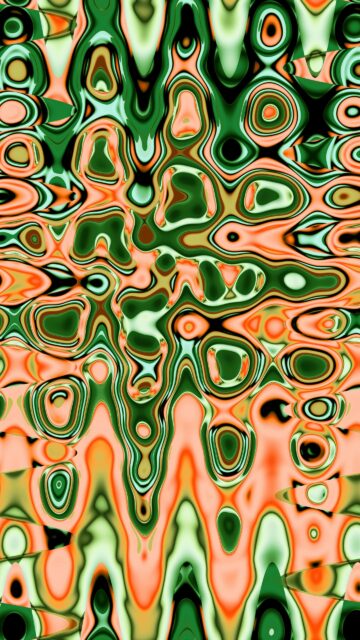 Abstract Liquid Swirls in Orange and Green 4K Mobile Wallpaper