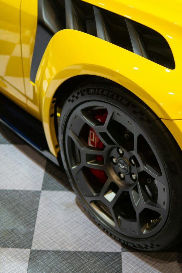 Yellow Ford Mustang Shelby GT500 Sports Car Close-Up Mobile Wallpaper