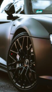 Matte Black Audi R8 V10 Supercar Close-up HD Mobile Wallpaper