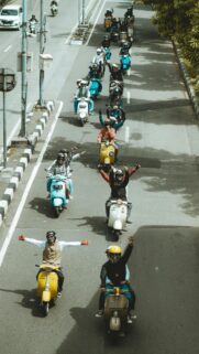 Vintage Vespa Scooter Group Ride Aesthetic Mobile Wallpaper