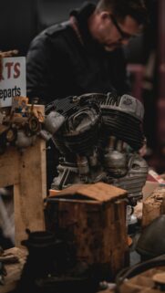 Vintage Motorcycle Engine Mechanic Workshop Detail Mobile Wallpaper