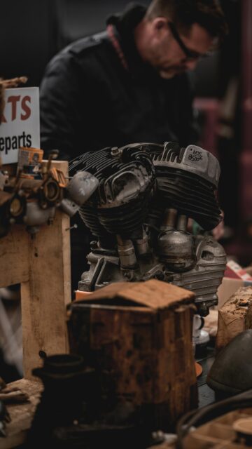 Vintage Motorcycle Engine Mechanic Workshop Detail Mobile Wallpaper