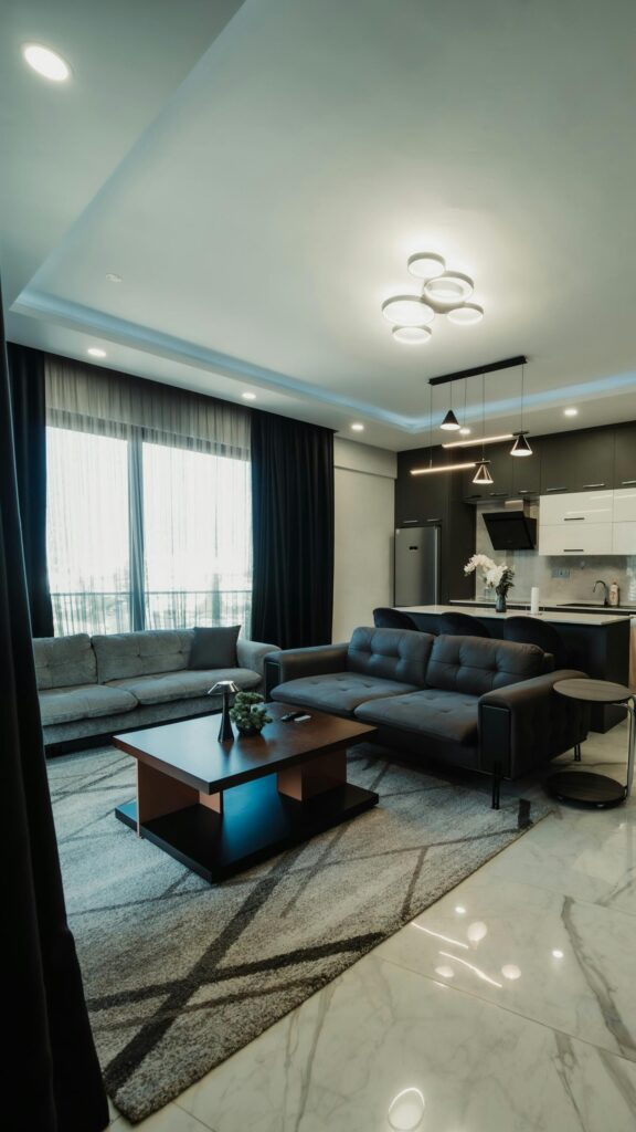 Modern Luxury Living Room Interior With Elegant Decor Phone Wallpaper