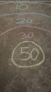 Chalk Drawn Numbers Target Game Outdoor Ground Mobile Wallpaper