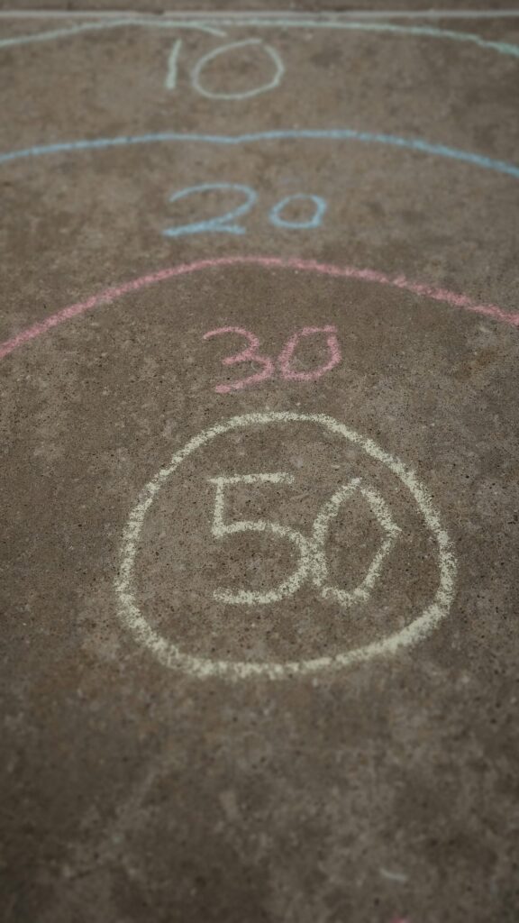 Chalk Drawn Numbers Target Game Outdoor Ground Mobile Wallpaper