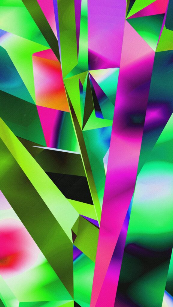 Abstract Neon Crystal Geometric Prism Mobile Art Wallpaper