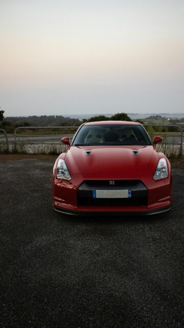 Red Nissan GT-R R35 Front View Supercar Mobile Wallpaper
