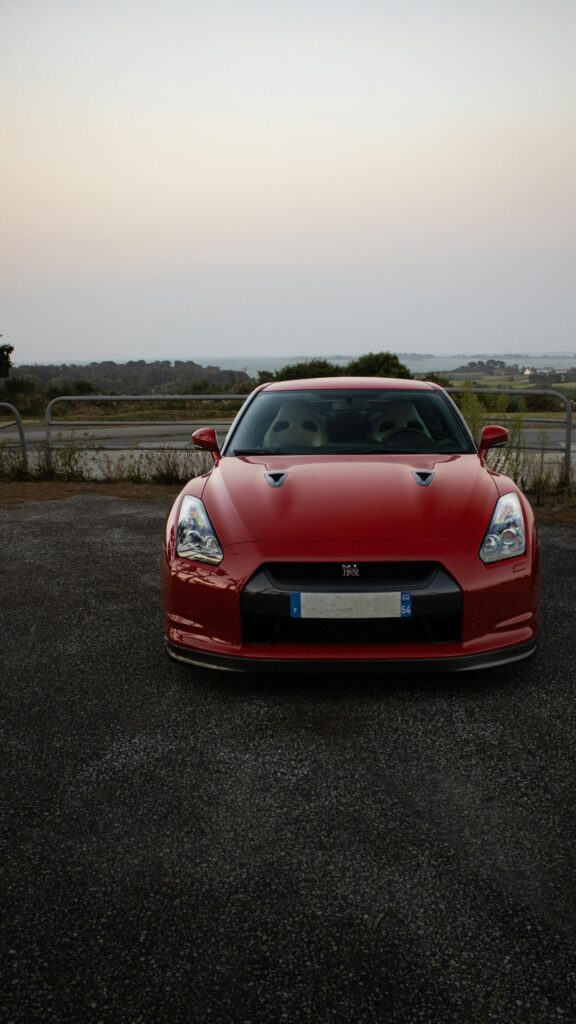 Red Nissan GT-R R35 Front View Supercar Mobile Wallpaper