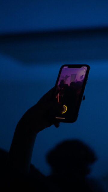 Smartphone Recording Concert Party Crowd Minimalist Dark Blue Wallpaper