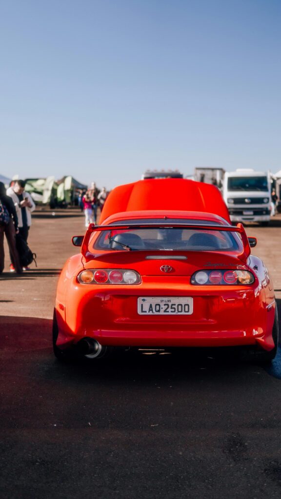 Stunning Bright Orange Toyota Supra JDM Sports Car Phone Wallpaper