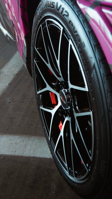 Close-up Custom Pink JDM Car Wheel Rim Sports Mobile Wallpaper