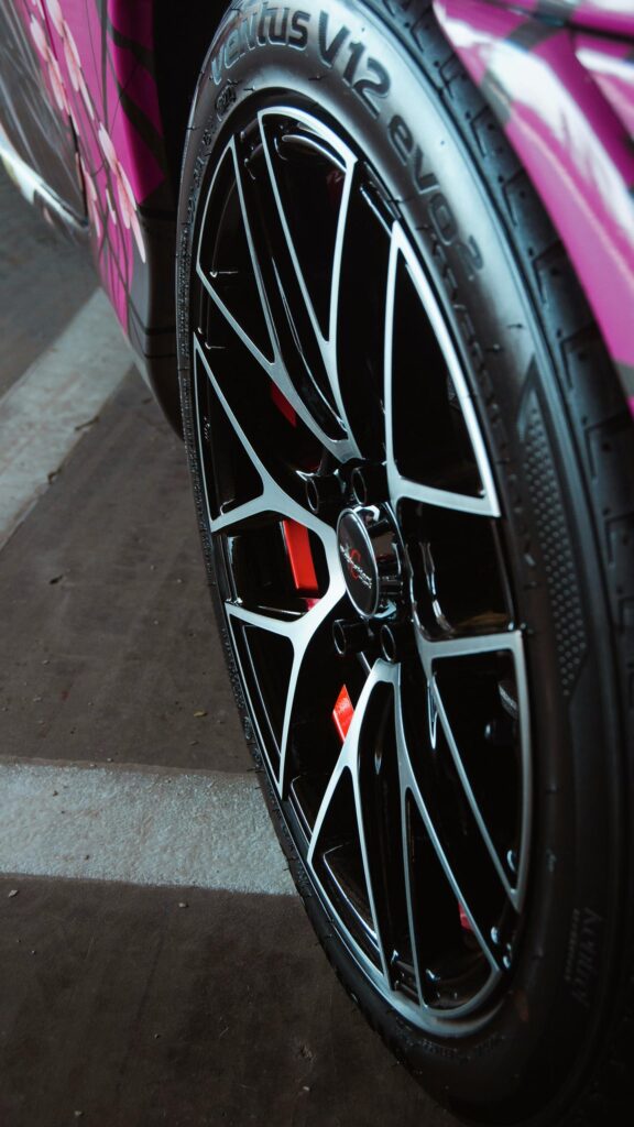Close-up Custom Pink JDM Car Wheel Rim Sports Mobile Wallpaper