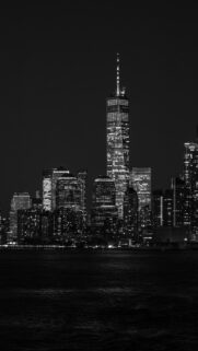 Stunning Black and White New York City Skyline Night Phone Wallpaper