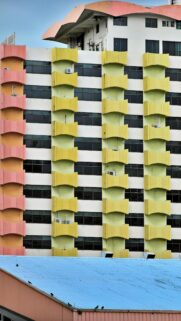 Pastel Geometric Apartment Architecture Building Facade Mobile Wallpaper
