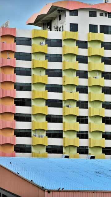 Pastel Geometric Apartment Architecture Building Facade Mobile Wallpaper