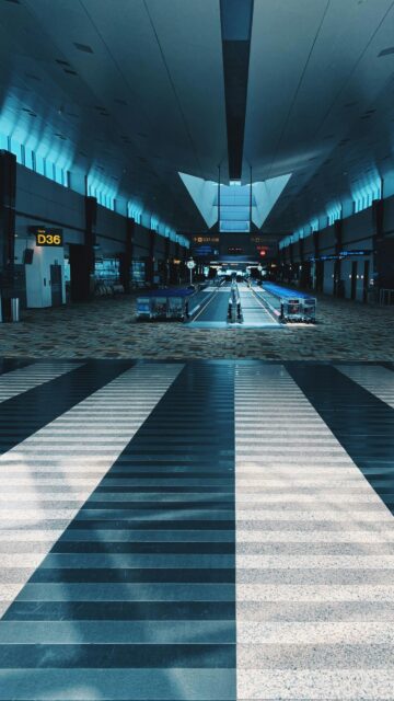 Empty Airport Terminal Hallway Architectural Mobile Wallpaper