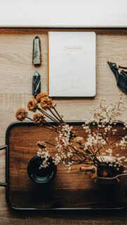 Aesthetic Manifestation Vision Board Desk Setup for Goal Setting Wallpaper