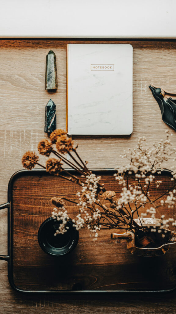 Aesthetic Manifestation Vision Board Desk Setup for Goal Setting Wallpaper