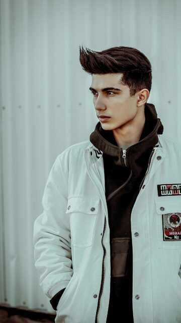 Stylish Young Man in White Jacket Portrait Mobile Wallpaper