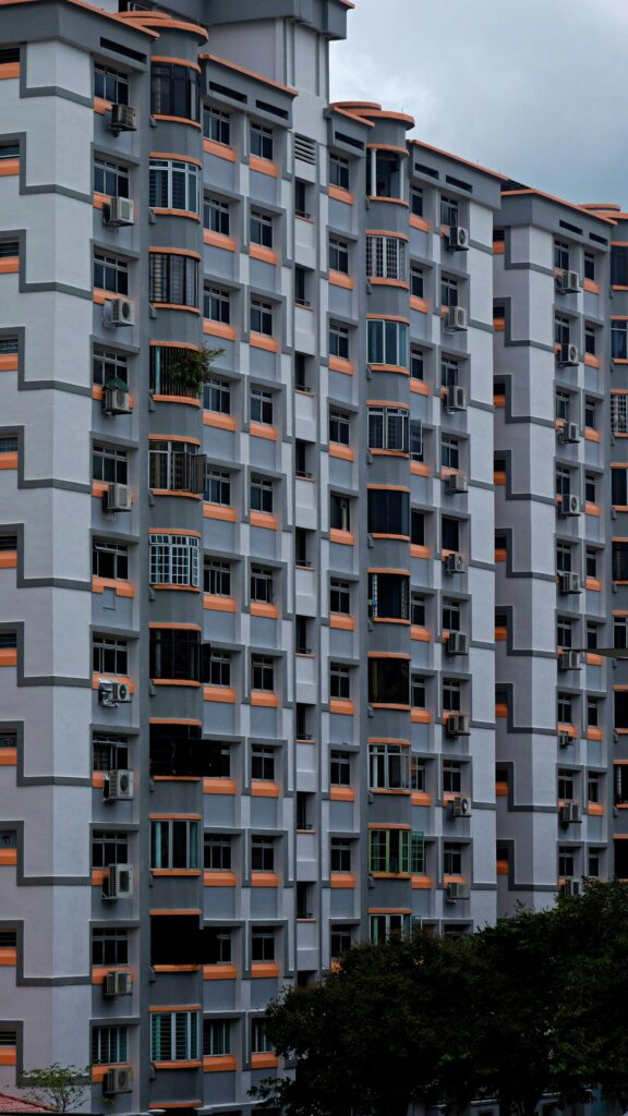 Urban Geometric Architecture Apartment Building Exterior Wallpaper