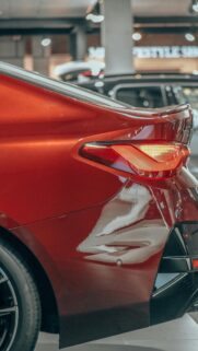 Stunning Red BMW Sport Sedan Rear View Mobile Wallpaper