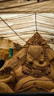 Majestic Sand Sculpted Lord Ganesha Art Mobile Wallpaper