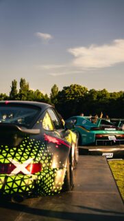 Custom Liberty Walk Sports Cars at Sunset Mobile Wallpaper
