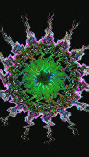 Vibrant Neon Green Cosmic Energy Mandala Spiritual Art Wallpaper