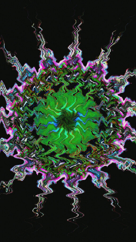 Vibrant Neon Green Cosmic Energy Mandala Spiritual Art Wallpaper