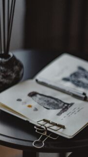 Minimalist Artist Sketchbook and Stationary Desk Aesthetic Wallpaper